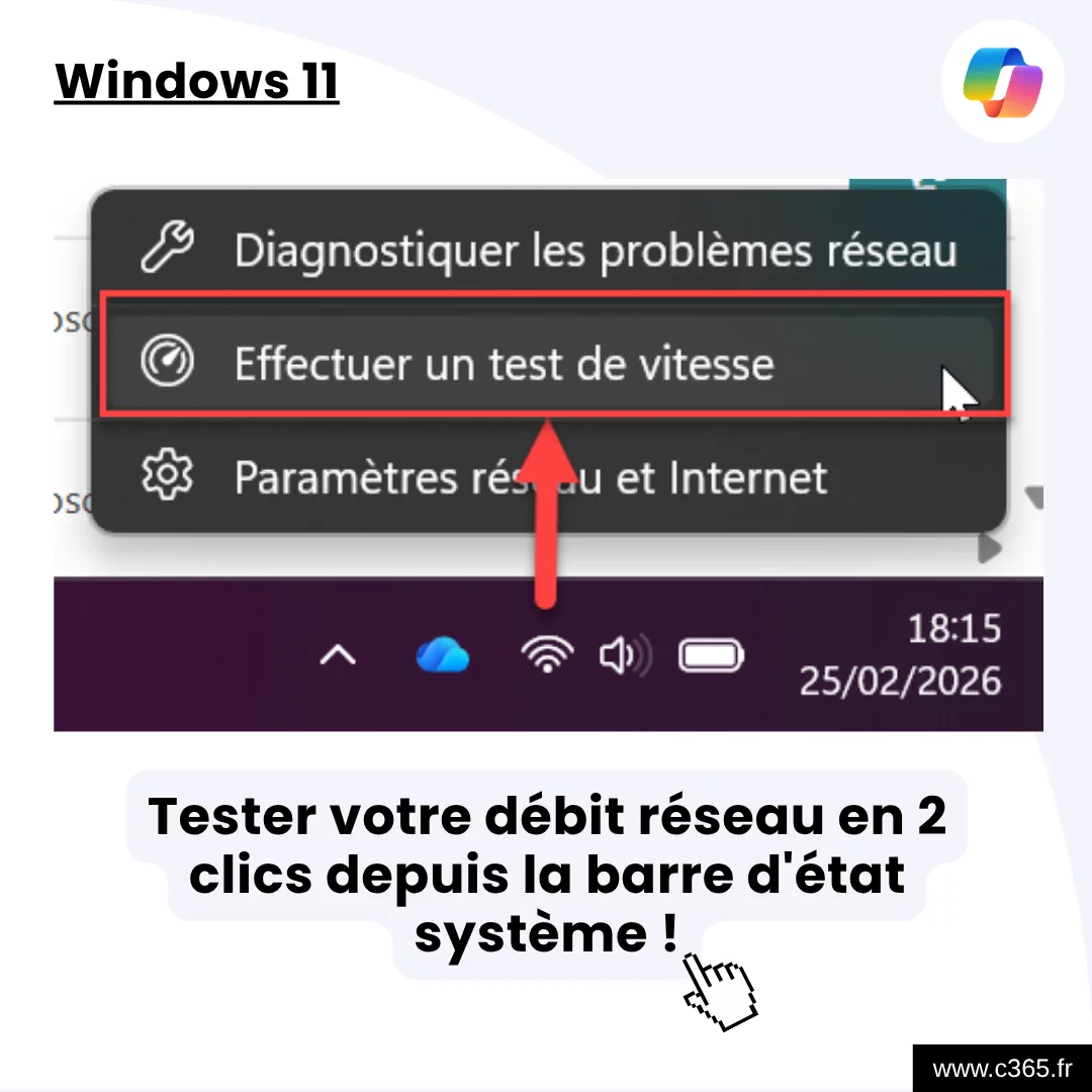 Tester votre débit réseau en 2 clics depuis la barre d'état système !