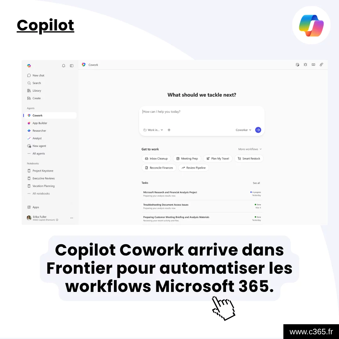 Copilot Cowork arrive dans Frontier pour automatiser les workflows Microsoft 365.