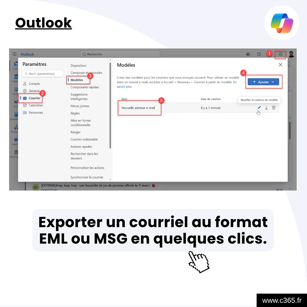 Exporter un courriel au format EML ou MSG en quelques clics.