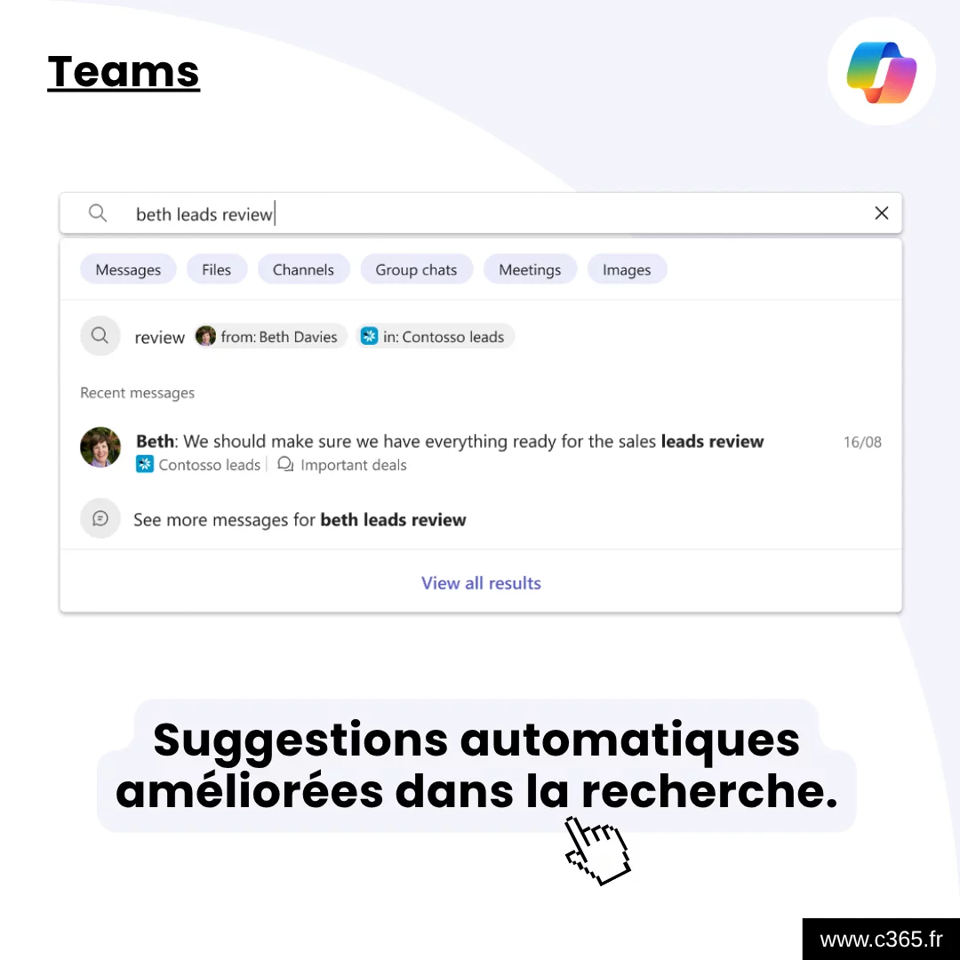 Suggestions automatiques améliorées dans la recherche.