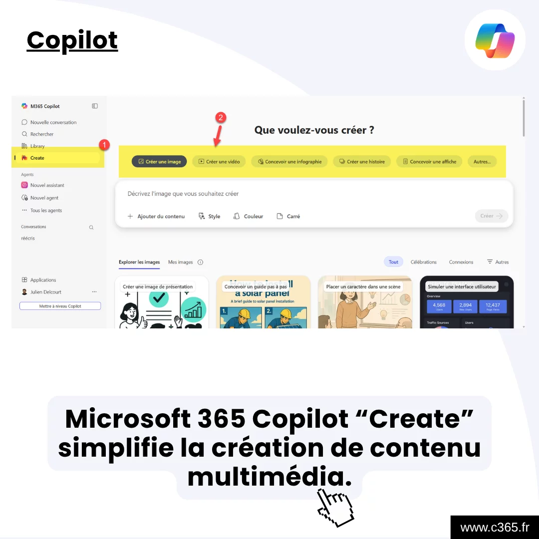 Microsoft 365 Copilot “Create” simplifie la création de contenu multimédia.