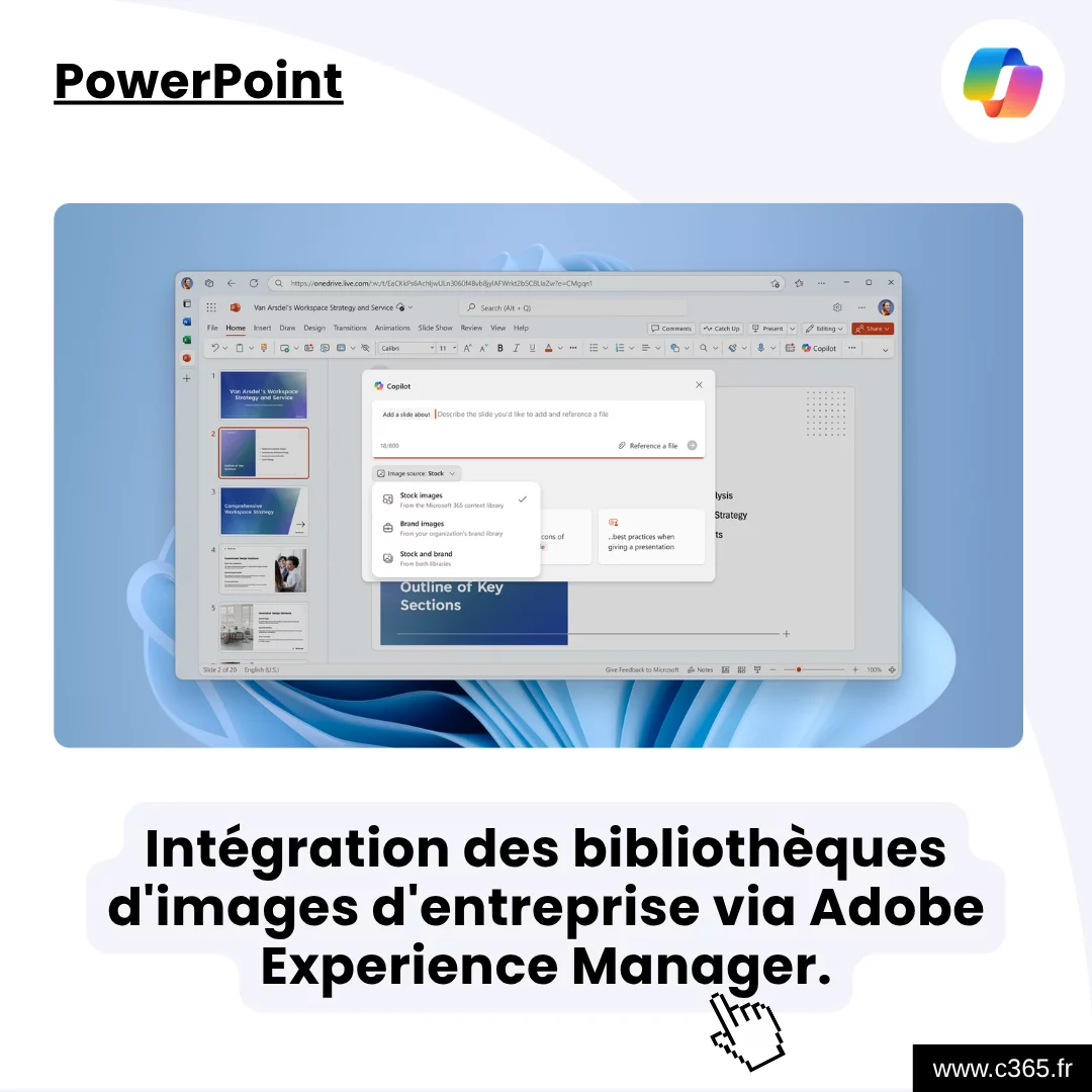 PowerPoint intègre les bibliothèques d’images d’entreprise via Adobe Experience Manager