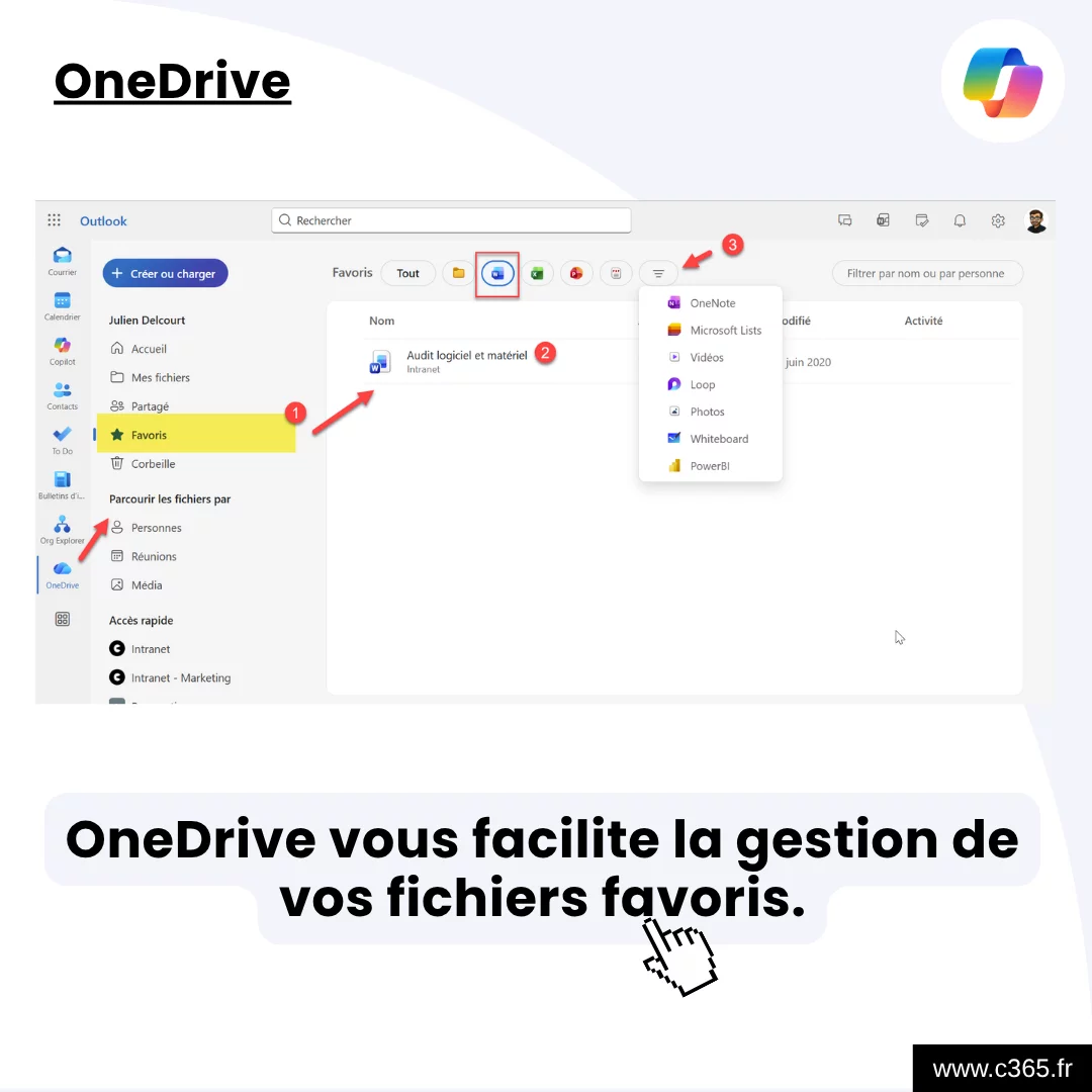 OneDrive vous facilite la gestion de vos fichiers favoris.
