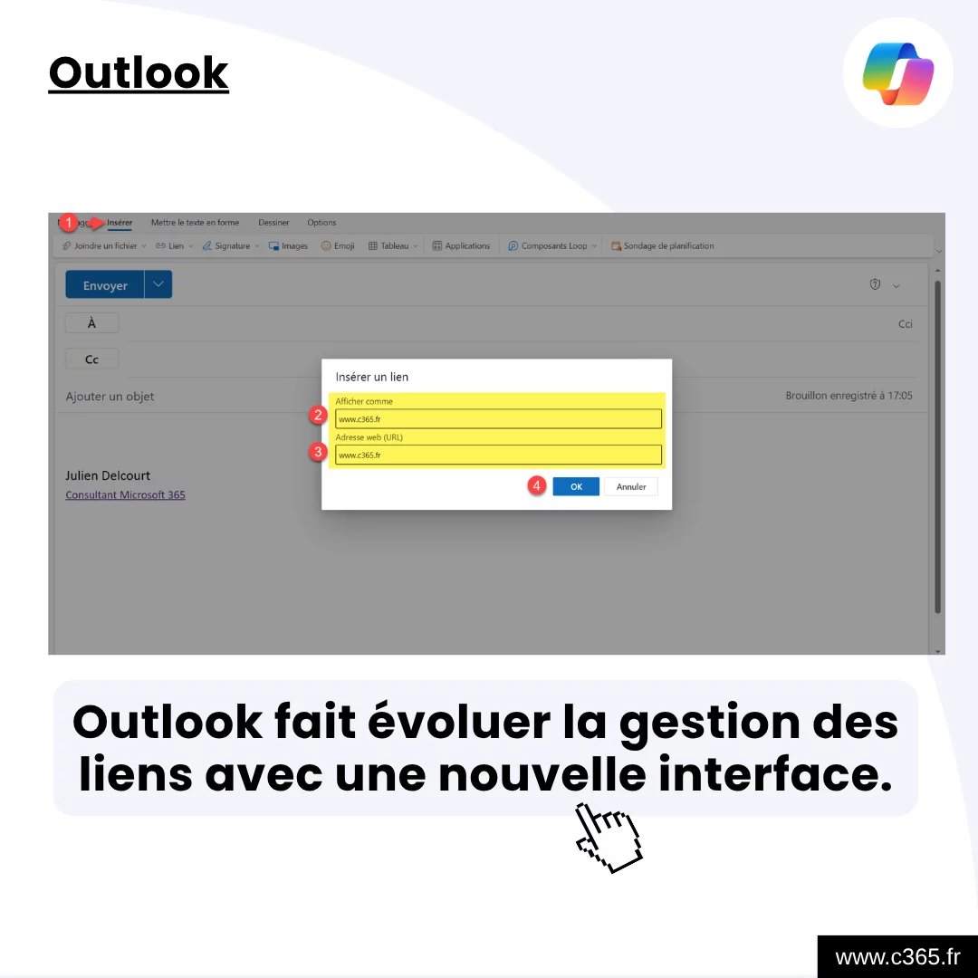 Outlook fait évoluer la gestion des liens avec une nouvelle interface.