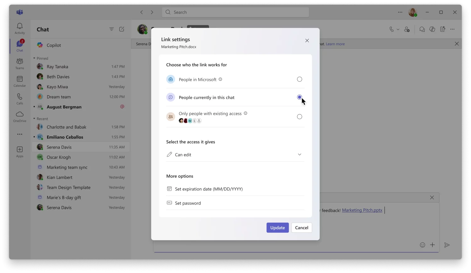 Partage sécurisé de fichiers et de composants Loop dans les conversations externes