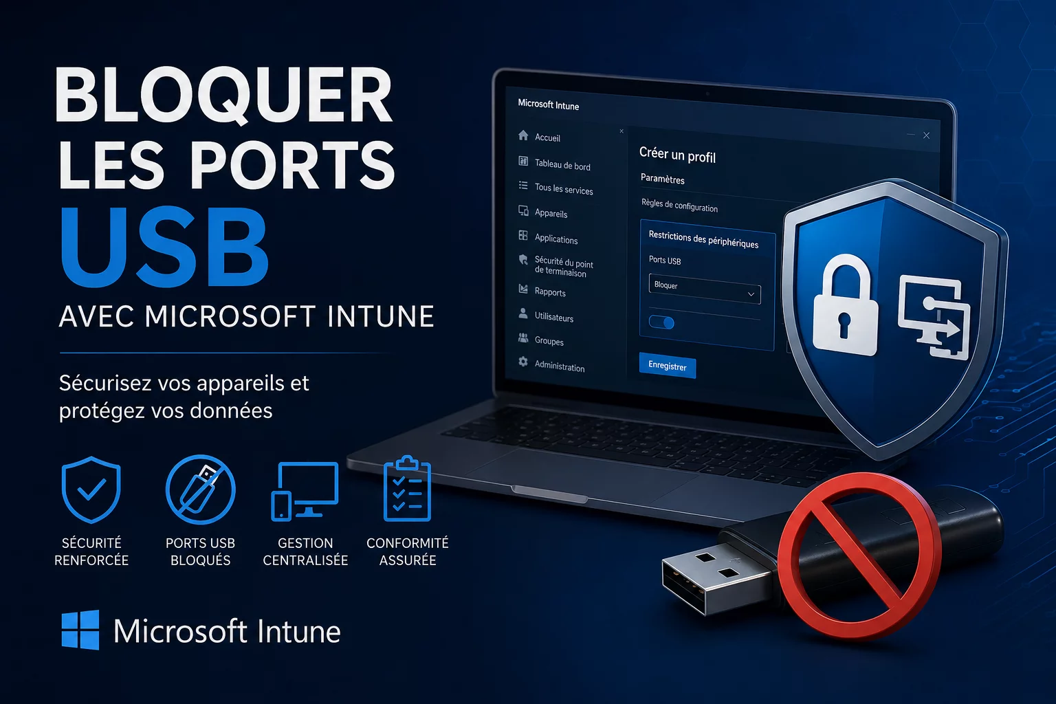 Bloquer les ports USB avec Microsoft Intune.
